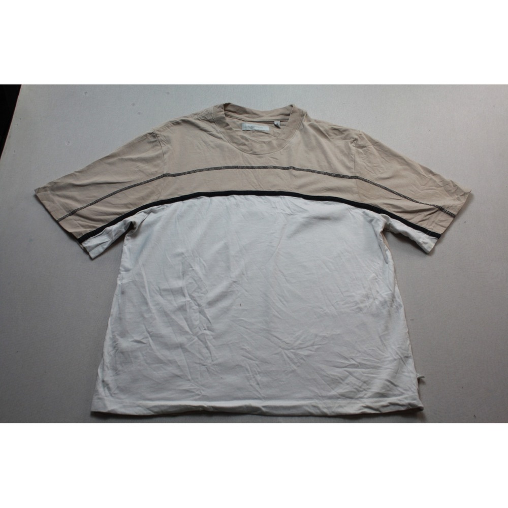 Standard Cloth T-Shirt Mens Large Tan White Excellent Colorblock Paneled Tee